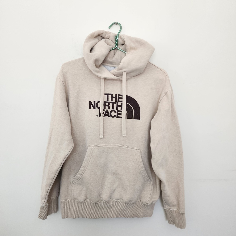 ⭐️ The North Face Mens Half Dome Pullover Hoodie Beige Oatmeal Logo Sweatshirt M